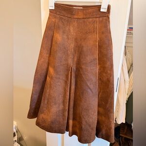Billy Reid Suede Leather A-Line Midi Skirt -Size 0
